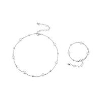 Pearl Necklace Bracelet Set Initial Heart Necklace Bracelet Set Women'S Jewelry Girls' Jewelry Bridal Set Summer Jewelry