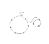 Pearl Necklace Bracelet Set Initial Heart Necklace Bracelet Set Women'S Jewelry Girls' Jewelry Bridal Set Summer Jewelry