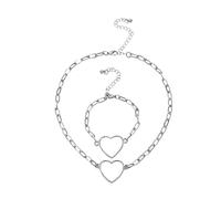 Pearl Necklace Bracelet Set Initial Heart Necklace Bracelet Set Women'S Jewelry Girls' Jewelry Bridal Set Summer Jewelry