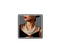 Pearl Necklace Earrings Sets Vintage Wedding Bridal Faux Pearl Strands Beads Collar Necklace Chain Jewelry Sets for Women (White)