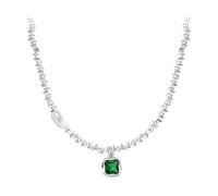 Pearl Necklace Vintage Green Diamond Collarbone Chain Elegant Jewelry Minimalist Accessory for Women