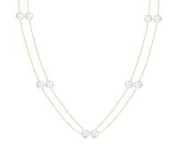 Pearl Necklace Women's Fashion Trendy OT Buckle Love Pendant Collar Chain Internet Red Cold Wind Sweater Collar Chain Floating Charm Necklace for Women (D, One Size)