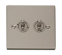 Pearl Nickel 2 Gang 2 Way 10Ax Toggle Light Switch - Se Home