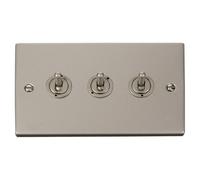 Pearl Nickel 3 Gang 2 Way 10Ax Toggle Light Switch - Se Home