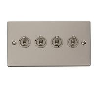 Pearl Nickel 4 Gang 2 Way 10Ax Toggle Light Switch - Se Home