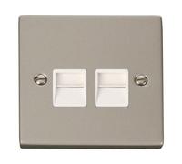Pearl Nickel Master Telephone Twin Socket SE Home Metallic Silver One Size