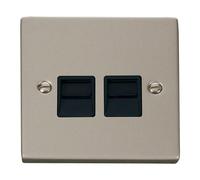 Pearl Nickel Master Telephone Twin Socket SE Home Metallic Silver One Size
