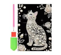Pearl Painting Kit - Canvas 30x30cm | Cat Shape Beaded DIY Diamond Art Craft Set | Crystal Drill Mosaic Artwork With Brush Tray Gem Pack For Relaxing Hobby Gift Decoration In Home Office Studio And Cr