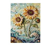 Pearl Painting Kit | Diy Beaded Art Kit - Sunflower Pearl Painting | Iron Tower Design with Fireworks | Beginner Friendly Craft Kits 30x40cm | Diamond Dots Beads Canvas Art for Wall Decor
