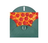 Pearl paper 3D Pizza Pepperoni Print holiday greeting card for Birthday, Thanksgiving, Christmas, New Year