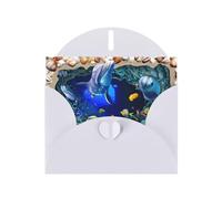 Pearl Paper 3d Underwater World Dolphin Printed Greeting Card With Envelope,Blank Inside For Birthday,Christmas, All Occasions,6x4 Inch