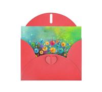 Pearl Paper Abstract Style Colorful Flowers Printed Greeting Card With Envelope,Blank Inside For Birthday,Christmas, All Occasions,6x4 Inch