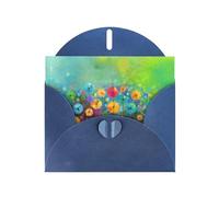 Pearl Paper Abstract Style Colorful Flowers Printed Greeting Card With Envelope,Blank Inside For Birthday,Christmas, All Occasions,6x4 Inch