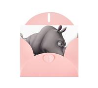 Pearl Paper Angry Rhino Printed Greeting Card With Envelope,Blank Inside For Birthday,Christmas, All Occasions,6x4 Inch
