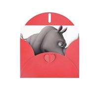 Pearl Paper Angry Rhino Printed Greeting Card With Envelope,Blank Inside For Birthday,Christmas, All Occasions,6x4 Inch