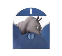 Pearl Paper Angry Rhino Printed Greeting Card With Envelope,Blank Inside For Birthday,Christmas, All Occasions,6x4 Inch