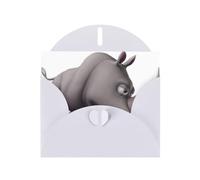 Pearl Paper Angry Rhino Printed Greeting Card With Envelope,Blank Inside For Birthday,Christmas, All Occasions,6x4 Inch