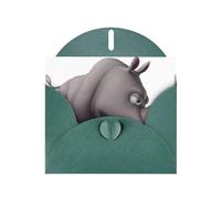 Pearl Paper Angry Rhino Printed Greeting Card With Envelope,Blank Inside For Birthday,Christmas, All Occasions,6x4 Inch