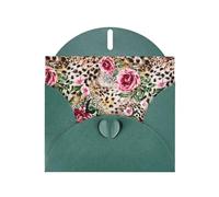 Pearl Paper Animal Tiger Leopard Print Rose Flower Printed Greeting Card With Envelope,Blank Inside For Birthday,Christmas, All Occasions,6x4 Inch