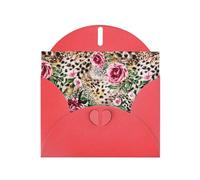 Pearl Paper Animal Tiger Leopard Print Rose Flower Printed Greeting Card With Envelope,Blank Inside For Birthday,Christmas, All Occasions,6x4 Inch