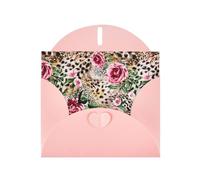 Pearl Paper Animal Tiger Leopard Print Rose Flower Printed Greeting Card With Envelope,Blank Inside For Birthday,Christmas, All Occasions,6x4 Inch