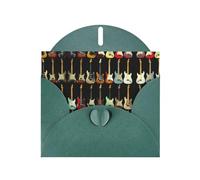 Pearl Paper Art Guitar Pattern Printed Greeting Card With Envelope,Blank Inside For Birthday,Christmas, All Occasions,6x4 Inch