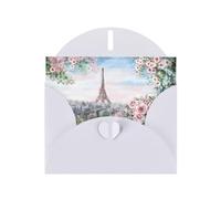 Pearl Paper Beautiful Eiffel Tower Paris Printed Greeting Card With Envelope,Blank Inside For Birthday,Christmas, All Occasions,6x4 Inch