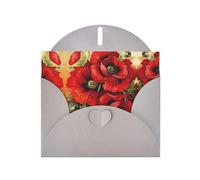 Pearl Paper Beautiful Red Poppy Flower Printed Greeting Card With Envelope,Blank Inside For Birthday,Christmas, All Occasions,6x4 Inch