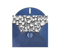 Pearl Paper Black And White Skulls Pattern Printed Greeting Card With Envelope,Blank Inside For Birthday,Christmas, All Occasions,6x4 Inch
