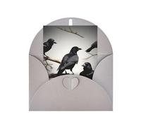 Pearl paper Black Crow Birds on a branch Print holiday greeting card for Birthday, Thanksgiving, Christmas, New Year