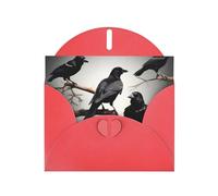 Pearl paper Black Crow Birds on a branch Print holiday greeting card for Birthday, Thanksgiving, Christmas, New Year