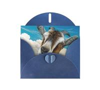 Pearl Paper Blue Goat Print Printed Greeting Card With Envelope,Blank Inside For Birthday,Christmas, All Occasions,6x4 Inch