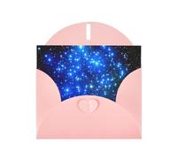 Pearl Paper Blue Shining Stars Printed Greeting Card With Envelope,Blank Inside For Birthday,Christmas, All Occasions,6x4 Inch