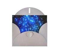 Pearl Paper Blue Shining Stars Printed Greeting Card With Envelope,Blank Inside For Birthday,Christmas, All Occasions,6x4 Inch