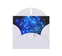 Pearl Paper Blue Shining Stars Printed Greeting Card With Envelope,Blank Inside For Birthday,Christmas, All Occasions,6x4 Inch