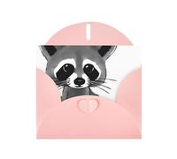 Pearl Paper Cartoon Cute Raccoon Printed Greeting Card With Envelope,Blank Inside For Birthday,Christmas, All Occasions,6x4 Inch