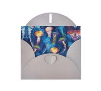 Pearl Paper Colored Jellyfish Printed Greeting Card With Envelope,Blank Inside For Birthday,Christmas, All Occasions,6x4 Inch
