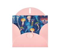 Pearl Paper Colored Jellyfish Printed Greeting Card With Envelope,Blank Inside For Birthday,Christmas, All Occasions,6x4 Inch
