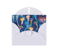 Pearl Paper Colored Jellyfish Printed Greeting Card With Envelope,Blank Inside For Birthday,Christmas, All Occasions,6x4 Inch