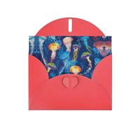 Pearl Paper Colored Jellyfish Printed Greeting Card With Envelope,Blank Inside For Birthday,Christmas, All Occasions,6x4 Inch