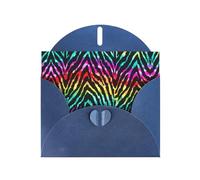 Pearl Paper Colorful Rainbow Zebra Printed Greeting Card With Envelope,Blank Inside For Birthday,Christmas, All Occasions,6x4 Inch