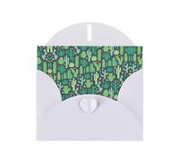 Pearl Paper Cute Cactus Seamless Illustration Printed Greeting Card With Envelope,Blank Inside For Birthday,Christmas, All Occasions,6x4 Inch