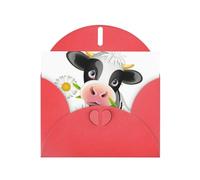 Pearl Paper Cute Cow Printed Greeting Card With Envelope,Blank Inside For Birthday,Christmas, All Occasions,6x4 Inch