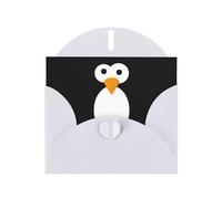 Pearl Paper Cute Penguin Printed Greeting Card With Envelope,Blank Inside For Birthday,Christmas, All Occasions,6x4 Inch