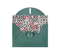 Pearl Paper Cute Pink Rose Mix Leopard Pattern Printed Greeting Card With Envelope,Blank Inside For Birthday,Christmas, All Occasions,6x4 Inch