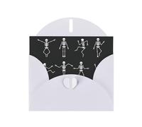 Pearl Paper Cute Skeleton Dancing Printed Greeting Card With Envelope,Blank Inside For Birthday,Christmas, All Occasions,6x4 Inch