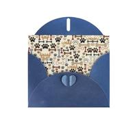 Pearl Paper Dog Bones Paw Printed Greeting Card With Envelope,Blank Inside For Birthday,Christmas, All Occasions,6x4 Inch