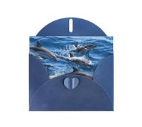 Pearl Paper Dolphins In The Sea Printed Greeting Card With Envelope,Blank Inside For Birthday,Christmas, All Occasions,6x4 Inch