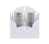 Pearl Paper Eiffel Tower Paris Street Red Umbrella Printed Greeting Card With Envelope,Blank Inside For Birthday,Christmas, All Occasions,6x4 Inch