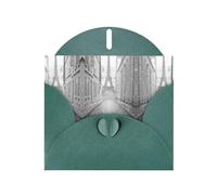 Pearl Paper Eiffel Tower Paris Street Red Umbrella Printed Greeting Card With Envelope,Blank Inside For Birthday,Christmas, All Occasions,6x4 Inch